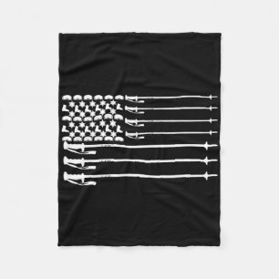 Cool Skiing Flag Ski Poles Gear Shirt - Great Skie Fleece Blanket