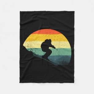 Cool skiing for men women retro ski snow skiers fleece blanket