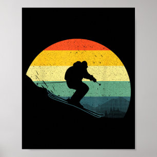 Cool skiing for men women retro ski snow skiers poster