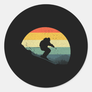 Cool Skiing For Men Women Retro Ski Snow Skiers Sn Classic Round Sticker