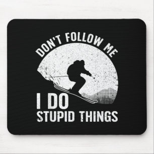 Cool skiing for men women snow skier winter ski mouse pad