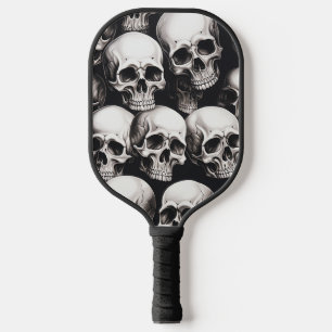 Cool Skull Black and White design Pickleball Paddle