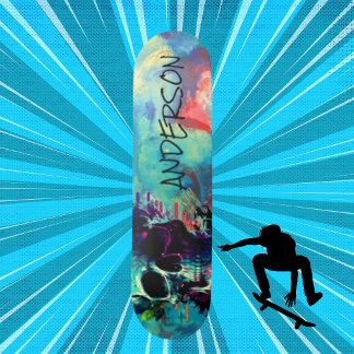 Cool Skull Blue Personalised  Skateboard