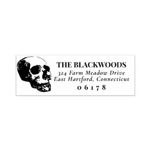 Cool Skull Goth Halloween Name & Return Address Self-inking Stamp