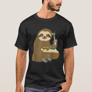 Cool Sloth Eating Sushi Funny Japanese Food Lover  T-Shirt