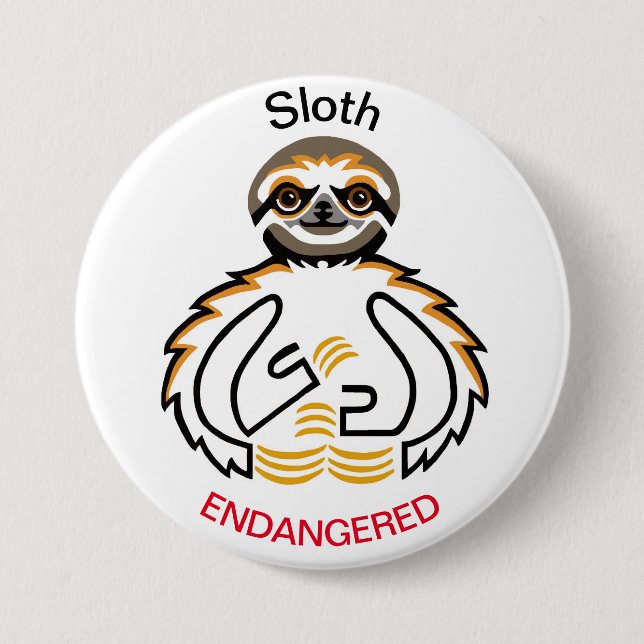 Cool - SLOTH- Endangered animal graphic - Wildlife 7.5 Cm Round Badge (Front)
