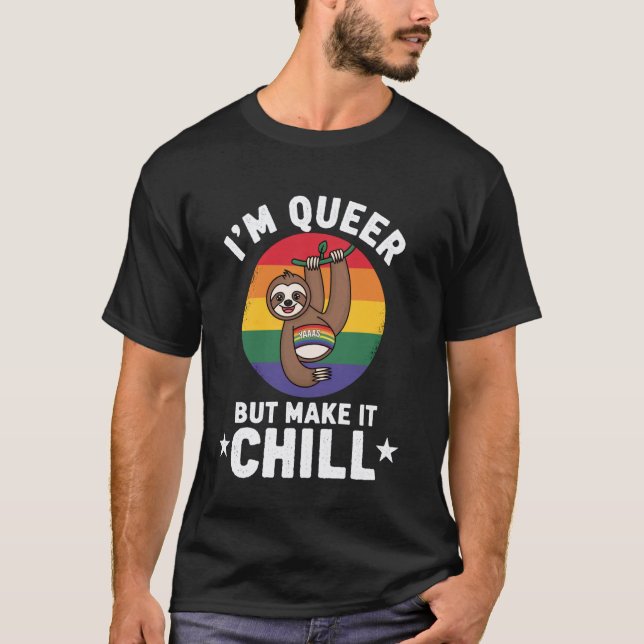 Cool Sloth Quote with Rainbow T-Shirt (Front)