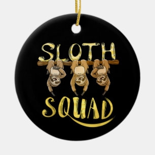 Cool Sloth Squad – Funny Lazy Animal Lover Design Ceramic Tree Decoration