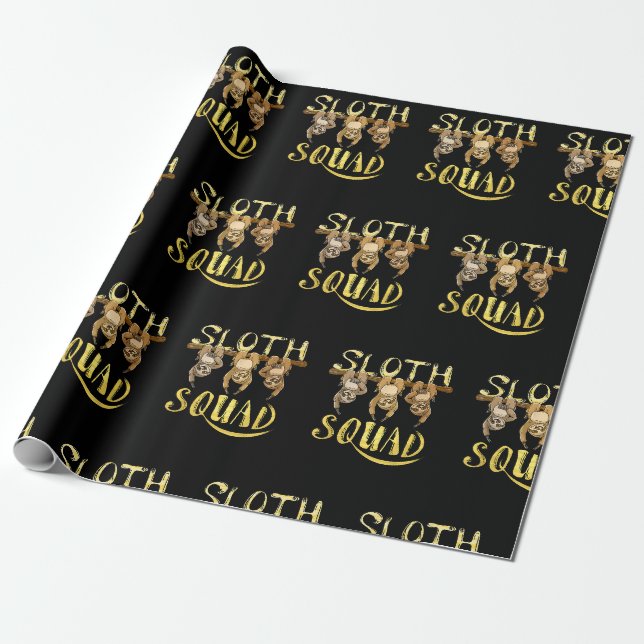 Cool Sloth Squad – Funny Lazy Animal Lover Design Wrapping Paper (Unrolled)