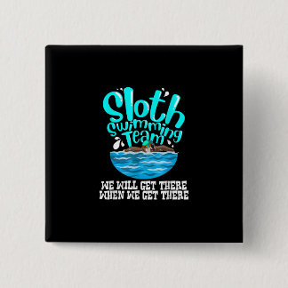 Cool Sloth Swimming Team  Funny Animal Swimmer 15 Cm Square Badge