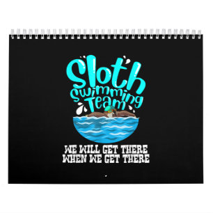 Cool Sloth Swimming Team Funny Animal Swimmer Calendar