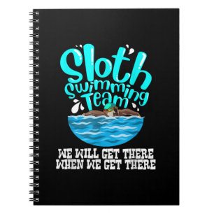 Cool Sloth Swimming Team Funny Animal Swimmer Notebook