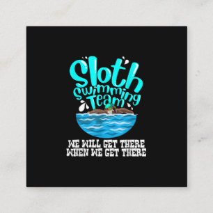 Cool Sloth Swimming Team Funny Animal Swimmer Square Business Card