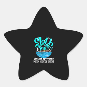 Cool Sloth Swimming Team Funny Animal Swimmer Star Sticker