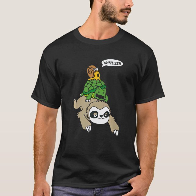 Cool Sloth Turtle and Snail Running Team T-Shirt (Front)
