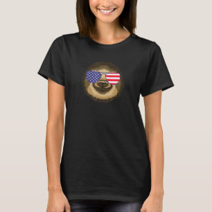 Cool Sloth Wearing Usa Flag Sunglasses Us America T-Shirt