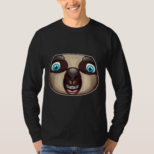 Cool Sloth With Dental Braces Funny T-Shirt (Front)