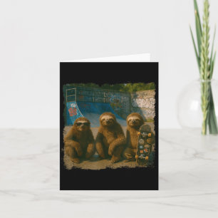 Cool Sloths Skatepark Vintage Photo  Card