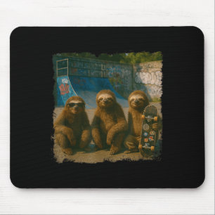 Cool Sloths Skatepark Vintage Photo Mouse Pad