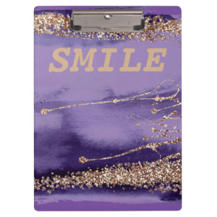 Cool Smile Gold Purple Sparkling Clipboard