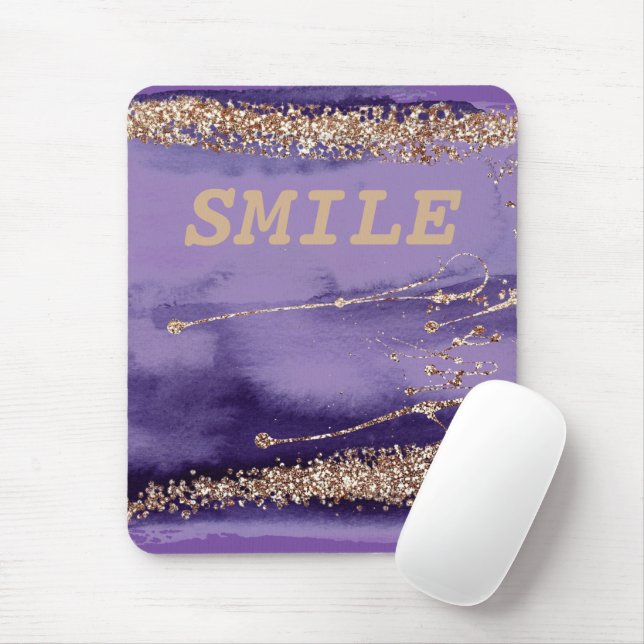 Cool Smile Gold Purple Sparkling  Mouse Pad (With Mouse)