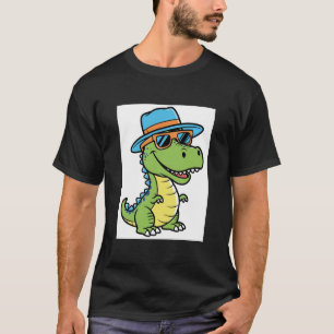 Cool Smiling Dinosaur with Sunglasses and Hay T-Sh T-Shirt