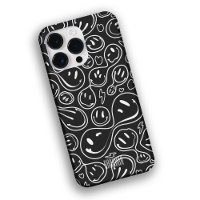 Cool Smiling Face Melting Smile Pattern BW