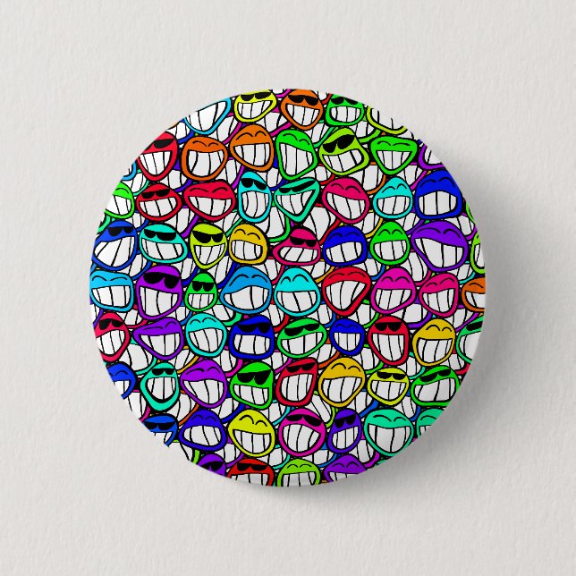 Cool Smiling Faces 6 Cm Round Badge (Front)