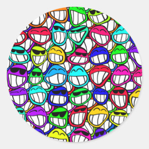 Cool Smiling Faces Classic Round Sticker