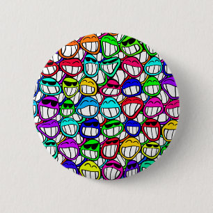COOL SMILING FACES GROUP 6 CM ROUND BADGE