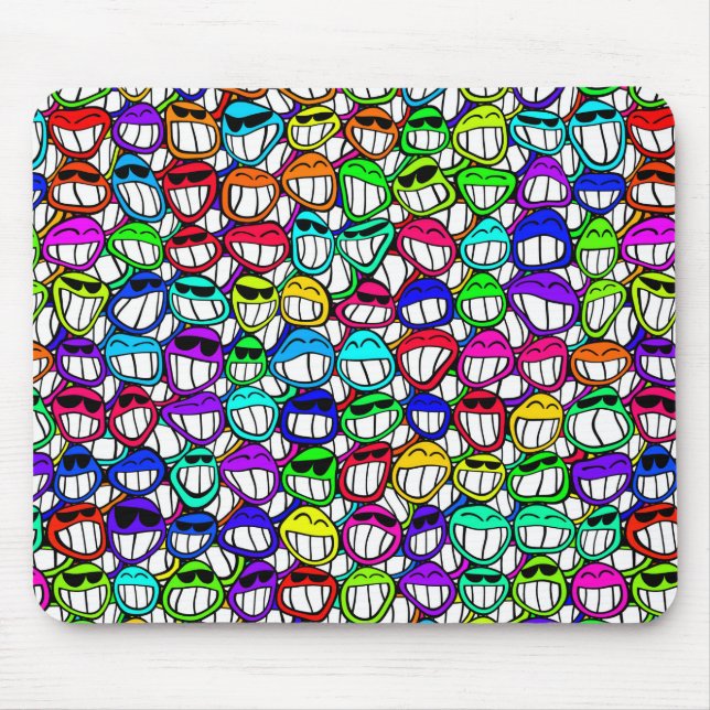 COOL SMILING FACES GROUP MOUSE PAD (Front)