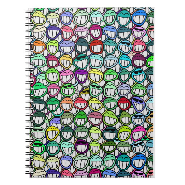 COOL SMILING FACES GROUP SPIRAL NOTEBOOK (Front)