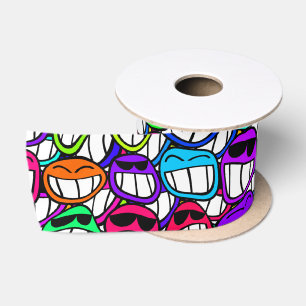 COOL SMILING FACES GROUP + your idea Satin Ribbon