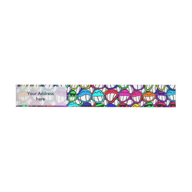 COOL SMILING FACES GROUP + your idea Wraparound Address Label (Individual)