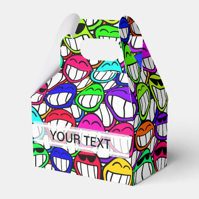 COOL SMILING FACES GROUP + your text Favour Box (Front Side)
