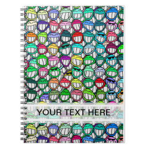 COOL SMILING FACES GROUP + your text Spiral Notebook
