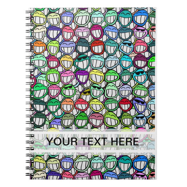 COOL SMILING FACES GROUP + your text Spiral Notebook (Front)