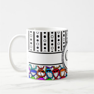 Cool Smiling Faces Pattern I + your monogram Coffee Mug
