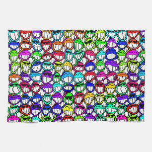 Cool Smiling Faces Tea Towel