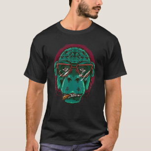 Cool Smoking Head Monkey Gorilla Beast With Glasse T-Shirt