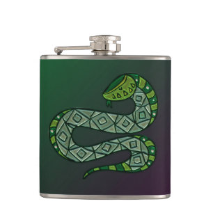 Cool Snake Metallized Tribal Art Hip Flask
