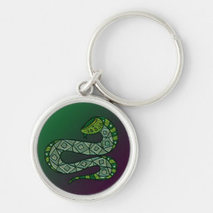 Cool Snake Metallized Tribal Art Key Ring