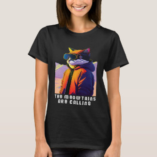 Cool Snowboard Cat For Men Women Ski  Mountain Ski T-Shirt