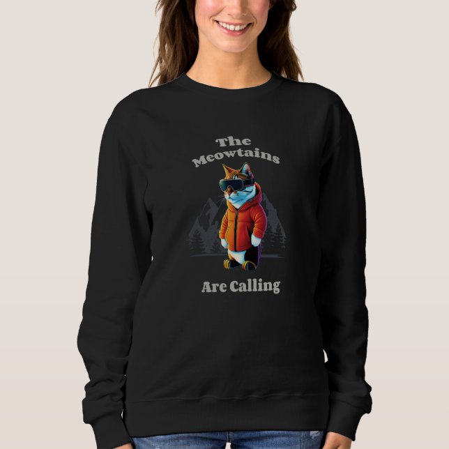 Cool Snowboard Cat For Men Women Ski Mountain Skie Sweatshirt (Front)