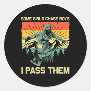 Cool Snowboard For Girls Kids Snowboarding Skiing Classic Round Sticker