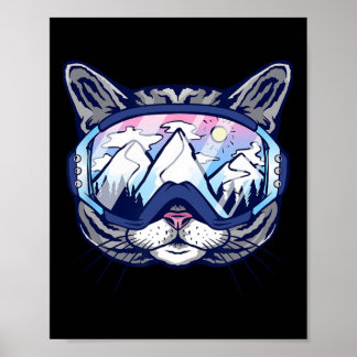 Cool Snowboard Goggles Cat For Men Women Kids  Poster