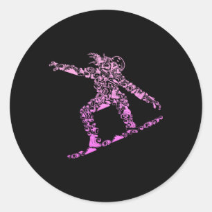 Cool Snowboarder Apparel And Gift Ideas Women Girl Classic Round Sticker