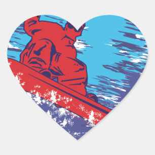 Cool Snowboarder Heart Sticker