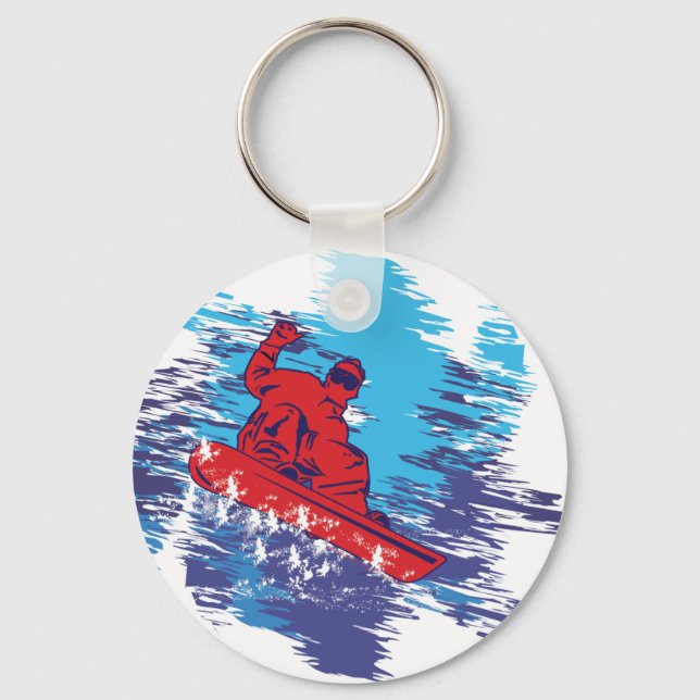 Cool Snowboarder Key Ring (Front)