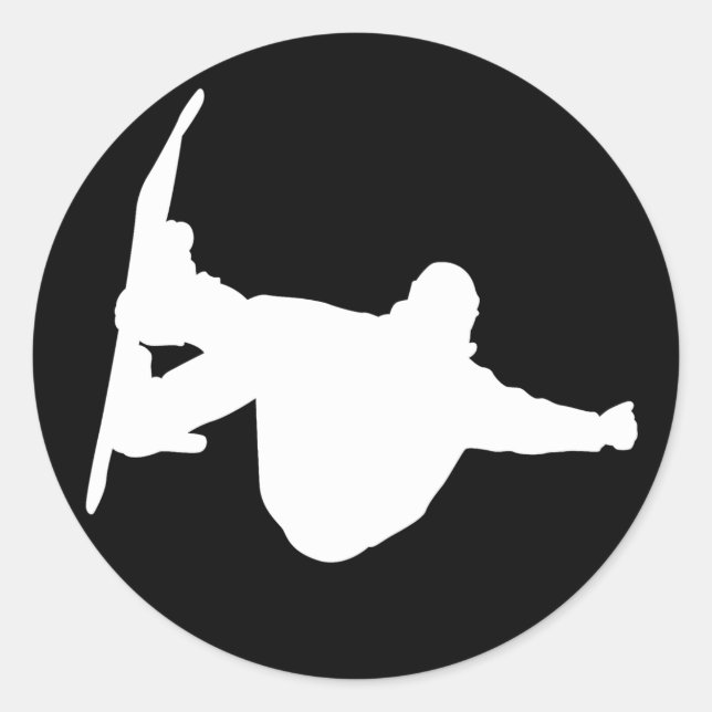 Cool snowboarding classic round sticker (Front)